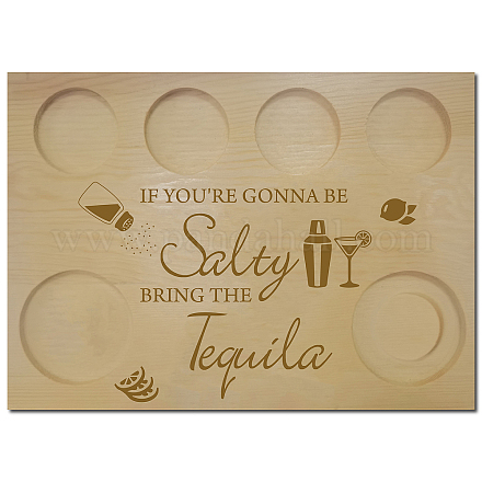 Creatcabin Tequila Flight Board Бар сервировочный поднос Держатель для рюмок с соленой оправой Держатель для вина для бара AJEW-WH0269-016-1