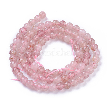 Chapelets de perles aux fraises en quartz naturel G-P433-29-1