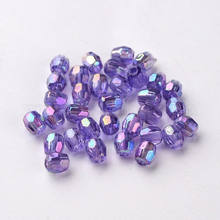AB Color Plated Eco-Friendly Transparent Acrylic Barrel Beads TACR-L002-3mm-21-1