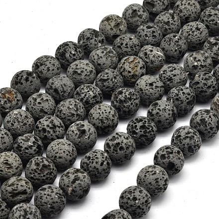 Unwaxed Natural Lava Rock Bead Strands G-F309-16mm-1