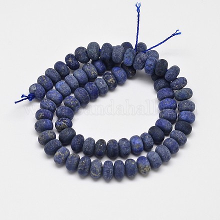Natural Frosted Lapis Lazuli Rondelle Bead Strands G-O031-8x5mm-02-1