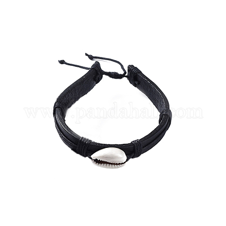 Bracelets ajustables en cuir de vachette tressé BJEW-JB04438-01-1