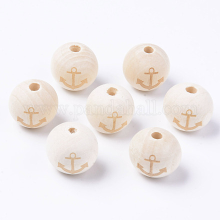 Unfinished Natural Wood European Beads WOOD-S057-001B-1