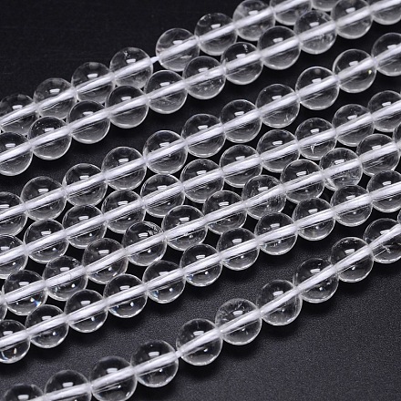 Brins de perles rondes en cristal de quartz naturel de qualité a G-H1648-8mm-01N-A-1