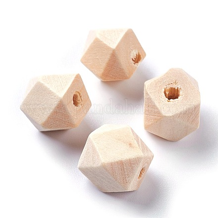 Граненые необработанные деревянные бусины WOOD-PH0001-19A-1