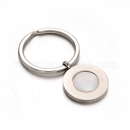 Flat Round 304 Stainless Steel Shell Keychain KEYC-L009-01-1