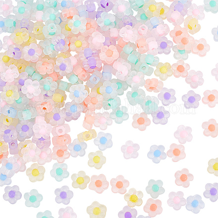SUNNYCLUE 1 Box 400Pcs 6 Color Transparent Flower Beads Acrylic Flowers Bead Frosted Beads Blossom Spacer Loose Bead for Jewellery Making Necklaces Bracelet Earrings Women Adults DIY Craft Supplies TACR-SC0001-14-1