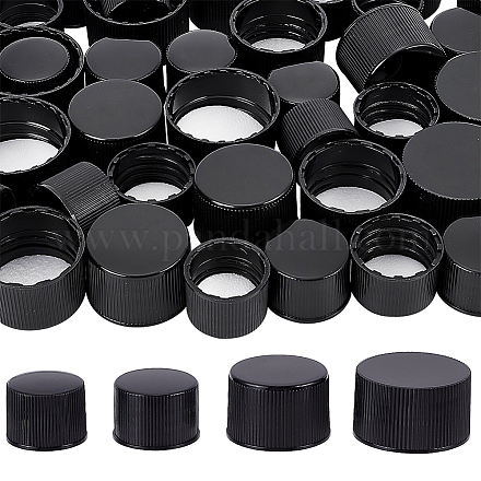 Benecreat 56 個 4 スタイルのプラスチック製ねじ込み式キャップ  ボトルジャグ収納キャップ蓋  フラットラウンド  ブラック  20~30.5x15~17mm  内径：18~28mm  14個/スタイル AJEW-BC0003-85B-1
