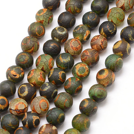 Perles dzi à 3 œil de style tibétain G-K166-02-10mm-L2-07-1