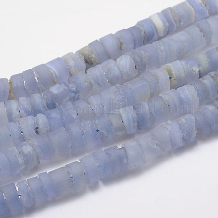 Natürlichen blauen Chalcedon flache runde Perlen-Stränge G-I131-02-10mm-1