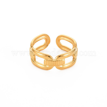 Ионное покрытие (ip) 304 полое открытое манжетное кольцо из нержавеющей стали для женщин RJEW-S405-223G-1