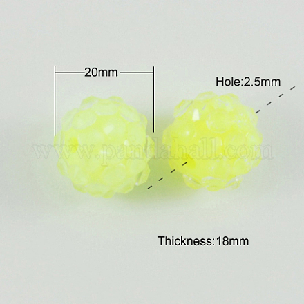 Abalorios de la bola bubblegum resinrhinestone gruesos X-RESI-S259-20mm-ST13-1