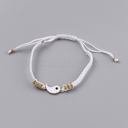 Bracelets réglables de perles tressées avec cordon en nylon EJEW-H118-02G-1