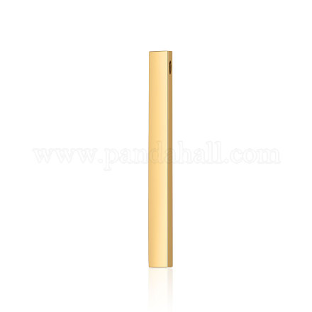 201ステンレス鋼ペンダント  直方体の  ゴールドカラー  40x3x3mm  穴：1.6mm STAS-S105-T587-40-2-1
