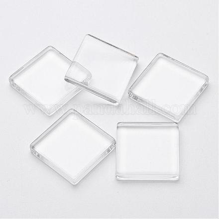 クリアガラスカボション  正方形  透明  30x30mm  5mm（範囲：4.5~5.5mm）の厚さ X-GGLA-S013-30x30mm-1-1