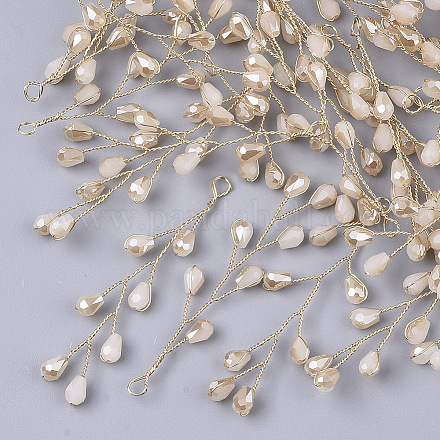 Semillas de vidrio perlas grandes colgantes envueltos en alambre X-FIND-S306-14H-1