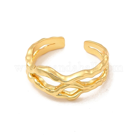 Латунное полое открытое кольцо-манжета для женщин RJEW-A015-06G-1
