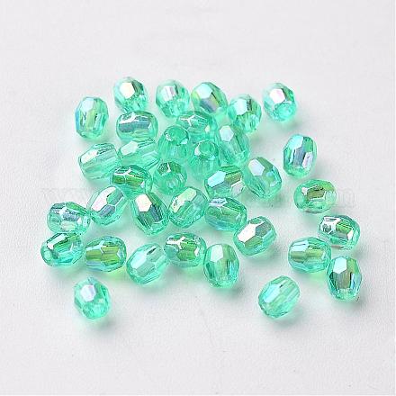 AB Color Plated Eco-Friendly Transparent Acrylic Barrel Beads TACR-L002-4mm-37-1