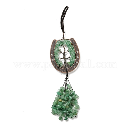 Natural Green Aventurine Chip Tree of Life Pendants Decoration G-F733-06G-1