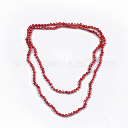 Synthetic Coral Beaded Two-Tiered  Necklaces NJEW-S414-27B-1