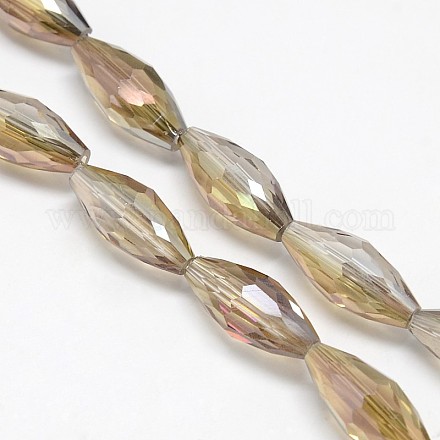 Electroplate Crystal Glass Rice Beads Strands EGLA-F044-A11-1