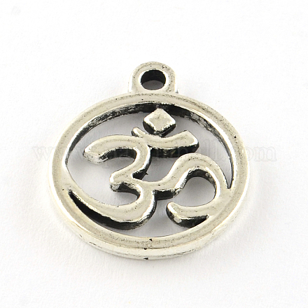Aum/Om Symbol Tibetan Style Alloy Pendants TIBEP-R344-07AS-LF-1