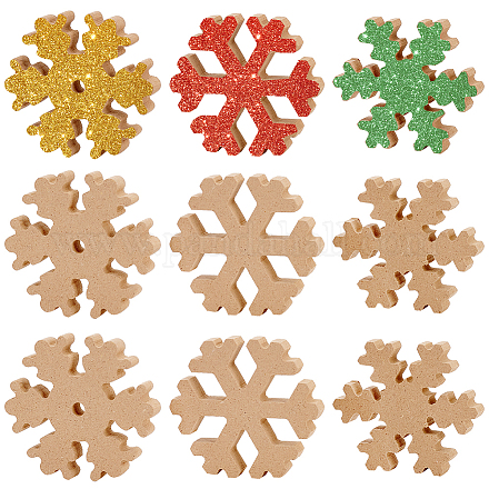 BENECREAT 9Pcs 3 Style Wooden Snowflake Cutouts AJEW-BC0002-07-1