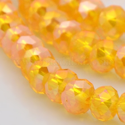 Chapelets de perles en rondelles facettées en verre électrolytique plaqué couleur AB GLAA-A024D-AB11-1