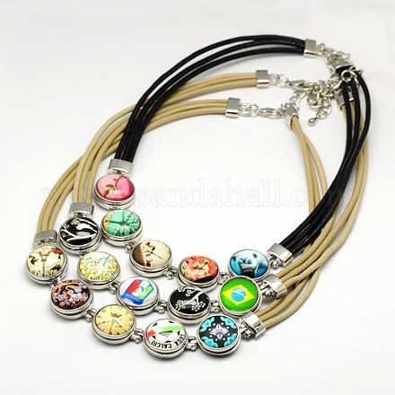 Leather Snap Necklaces NJEW-A287-A-1