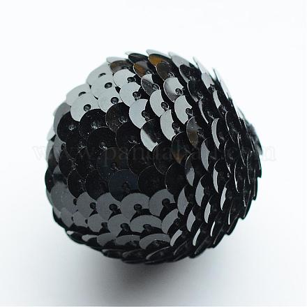 Handmade Woven Foam Wrapped with Paillettes Round Beads WOVE-T001-15mm-04-1