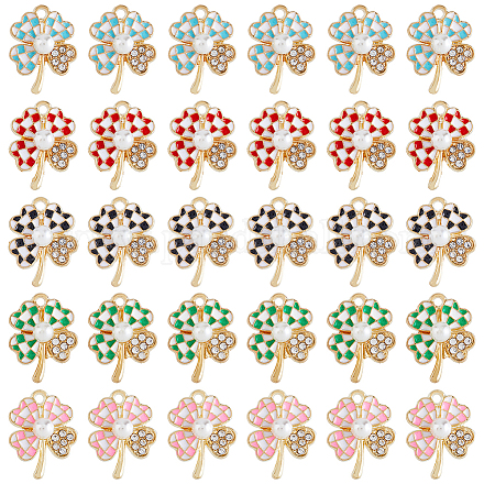 Hobbiesay 30 pièces 5 couleurs alliage émail pendentifs ENAM-HY0001-16-1