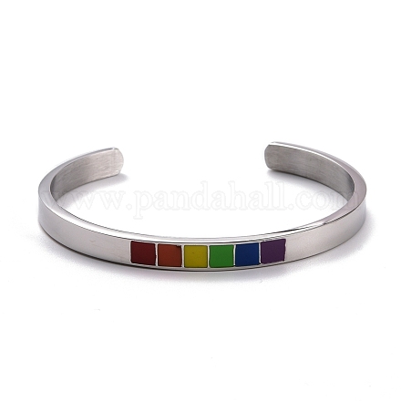 Bracciale rigido con orgoglio arcobaleno BJEW-F419-154P-1