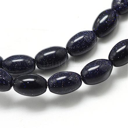 Chapelets de perles en pierre d'or bleue synthétique G-T031-6x9mm-06-1