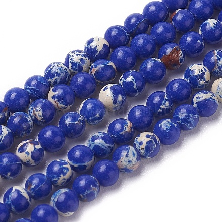 Brins de perles de jaspe impérial synthétiques G-L496-B02-1
