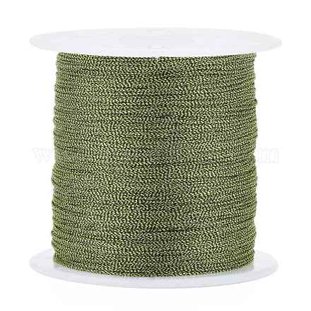 ポリエステル編組メタリック糸  DIYの編みこみのブレスレット作りと刺繡のために  ダークオリーブグリーン  0.4mm  6プライ  約54.68ヤード（50m）/ロール OCOR-I007-B-40-1