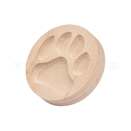 CHGCRAFT Paw Print Pattern Wooden Clay Stamp for DIY Creation Clay Tool Clay Pottery Tool WOOD-WH0030-29A-1