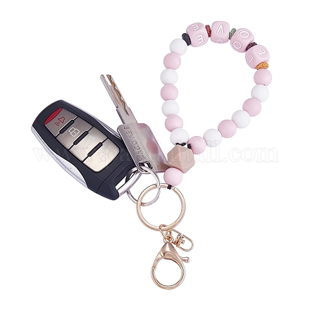 Schlüsselanhänger aus Silikon mit runden Perlen KEYC-SW00006-03-1