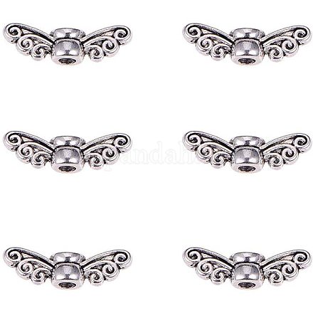 PandaHall 200pcs Fairy Wing Spacer Beads Tibetan Alloy Angel Wing Charm Beads Spacers for Bracelet Necklace Jewelry Making TIBEB-PH0004-60-LF-1