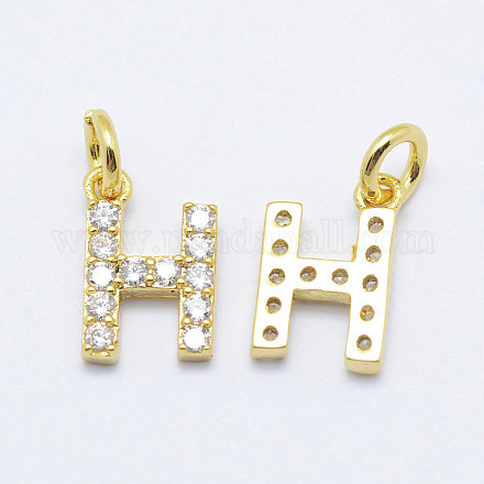 Brass Micro Pave Grade AAA Cubic Zirconia Charms X-ZIRC-P067-11G-H-NR-1