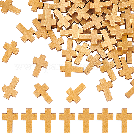 SUNNYCLUE 100Pcs Wood Cross Charms Mini Cross Charms Bulk Cross Bead Charms Mini Wood Crosses Pocket Cross Bulk Cross Rosaries Crucifix Charms for Jewelry Making Hanging Ornament Party Favors Gift WOOD-SC0001-51-1