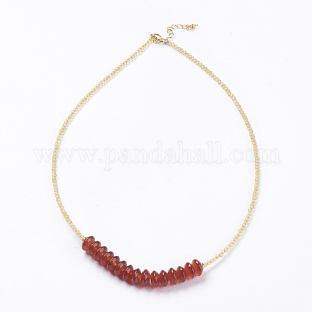 Collane di perline naturali di citrino e giada rossa NJEW-K108-04-03-1
