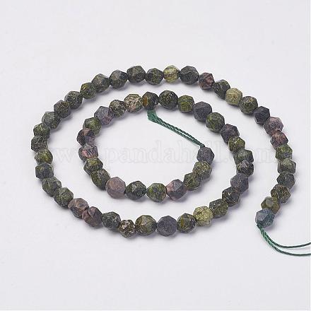 Fili di perline in pietra di serpentino naturale / pizzo verde G-D170-03-6mm-1