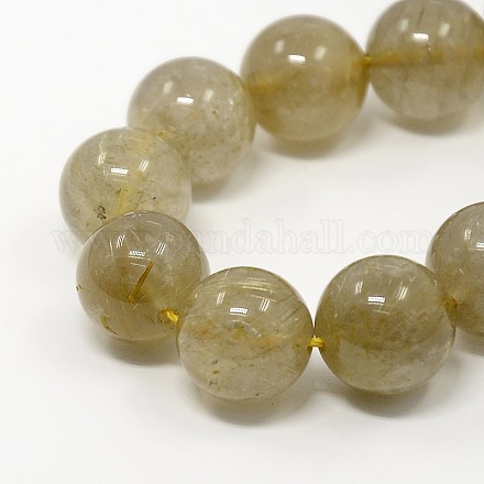Natural Gold Rutilated Quartz Beads Strands G-G099-6mm-18-1