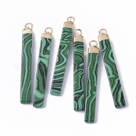 Top Golden Plated Synthetic Malachite Pendants G-S359-028C-1