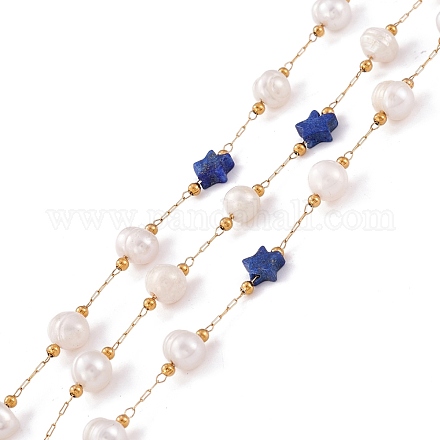 Stella di lapislazzuli naturale e catene di perle di perle CHS-I018-01G-06-1