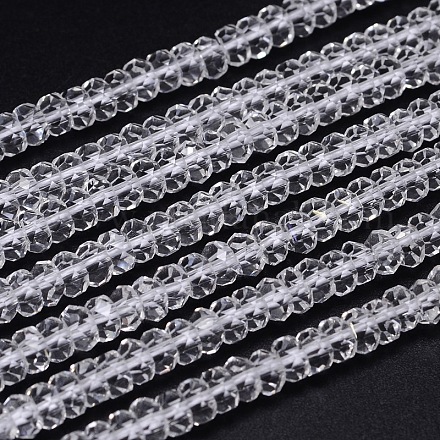 Faceted Rondelle Cultured Piezoelectric Quartz Beads Strands G-I141-4x8-01S-AA-1