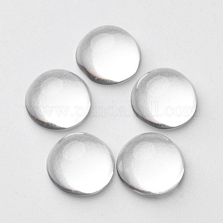 10MM Half Round Flat Back Clear Glass Cabochons X-GGLA-G002-1