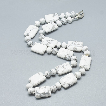 Natural Howlite Beaded Necklaces NJEW-S395-11-1