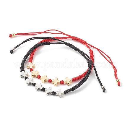 Unisex Adjustable Nylon Cord Braided Bead Bracelets Sets BJEW-JB06330-1