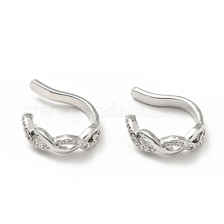 Clear Cubic Zirconia Infinity Cuff Earrings EJEW-G295-09P-1
